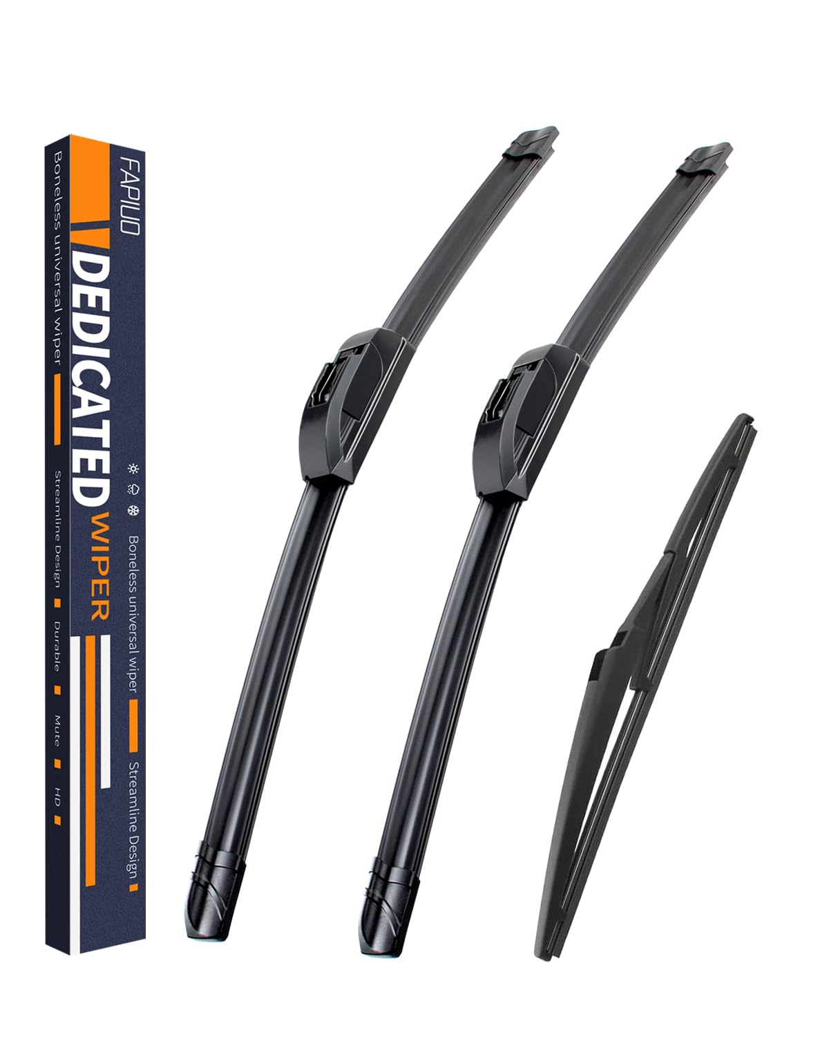 Replacement for Kia Sportage 2023, Hyundai Santa Fe 2019-2023, Elantra GT 2018-2020 Silent Wipers -FAPIUO Front and Rear Windshield Wipers 26"+16"+12" Full Blade Set (3 Pack) U/J HOOK