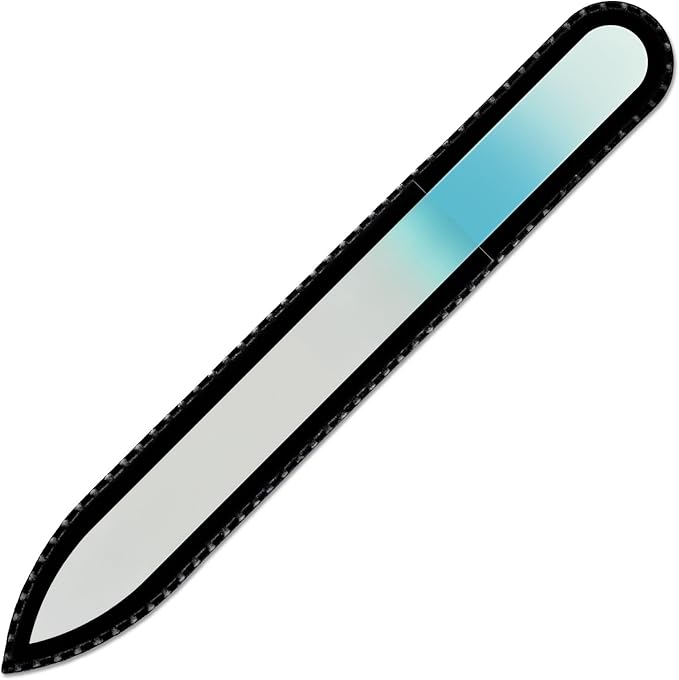 Mont Bleu Rainbow Crystal Nail File in Black Pouch - Czech Tempered Glass - Handmade in Bohemia (Czech Republic)