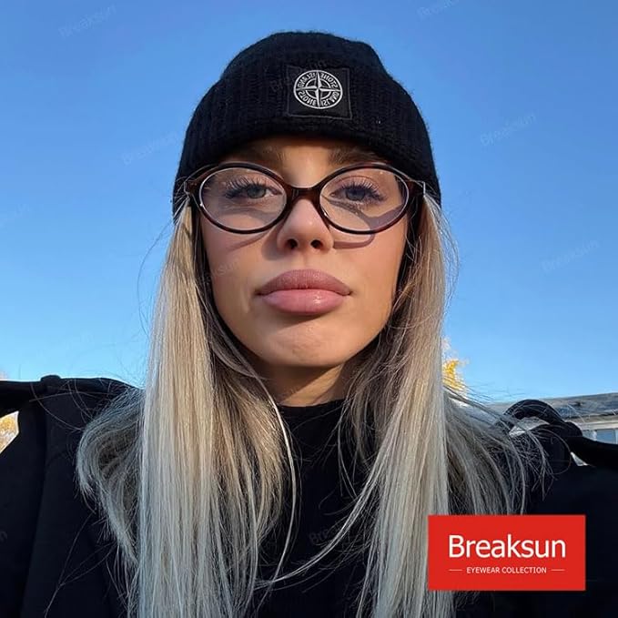 Breaksun Fashion Oval Glasses for Women Men Retro Round Tortoise Frame Blue Light Glasses Nerd Eyeglasses