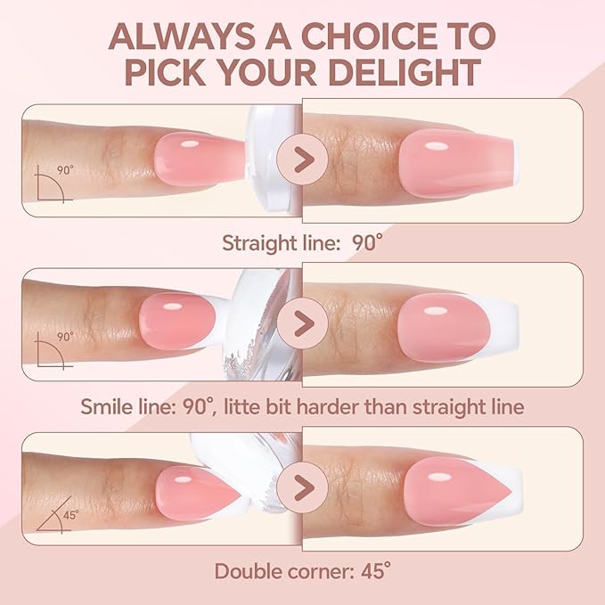 Una Gella French Tip Tool Stamp, Two Sizes French Nails Manicure Stamper Kit For Almond/Square/Coffin Fingers & Toes Easy Diy Nail Art At Home