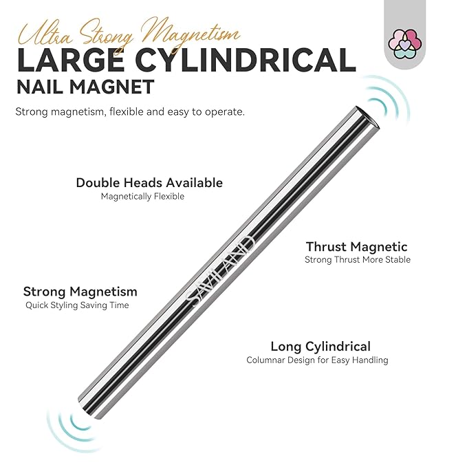 SAVILAND 6 PCS Cat Eye Magnet for Nails: Multi-Functional Double-Head Magnetic Wands Sticks - Heart, Elongated, Cylindrical, Thickened Nail Art Tool for Gel Polish