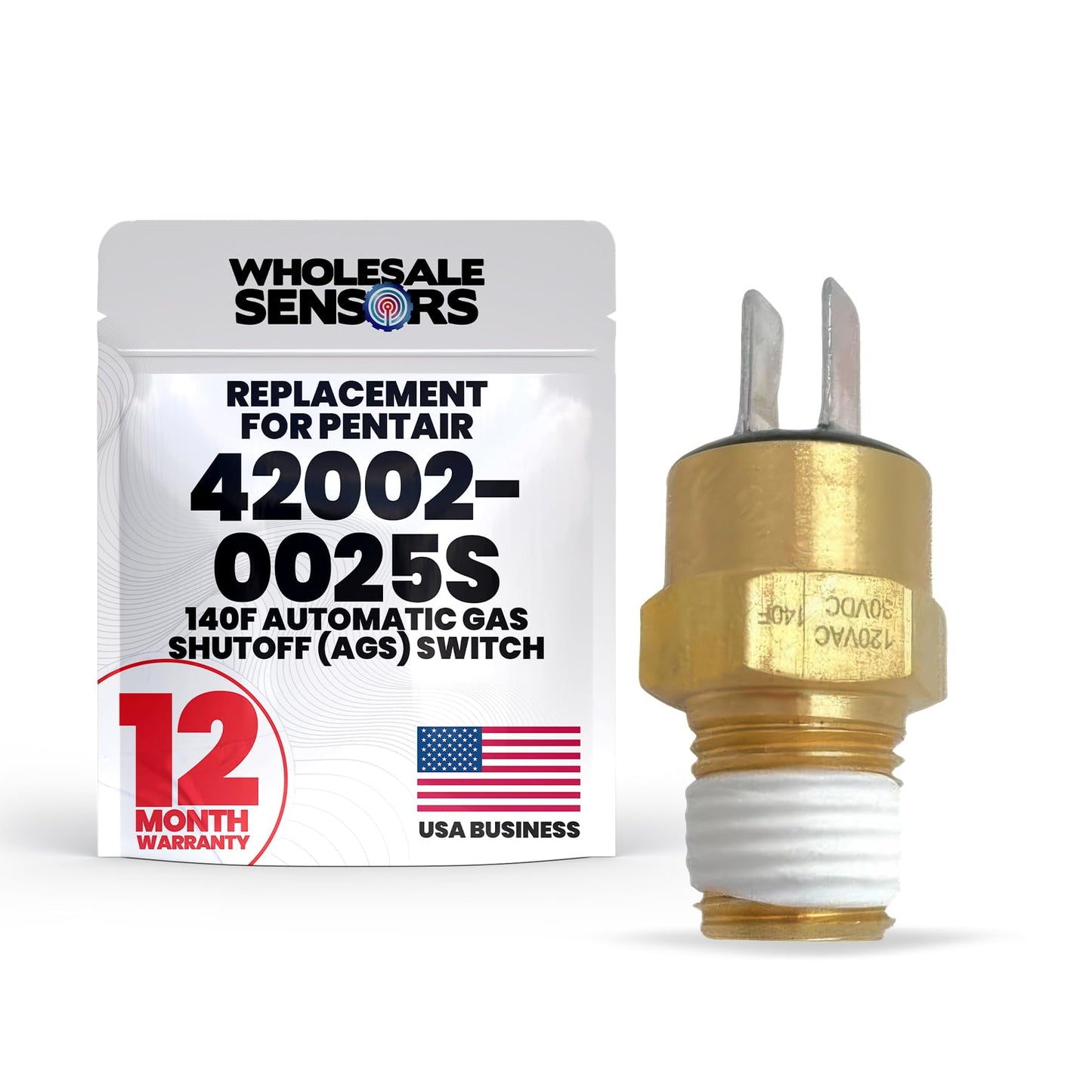 Wholesale Sensors Pentair 42002-0025S Replacement 140F Automatic Gas Shutoff (AGS) Switch for Pool & Spa Heaters, 12-Month Warranty & USA Support