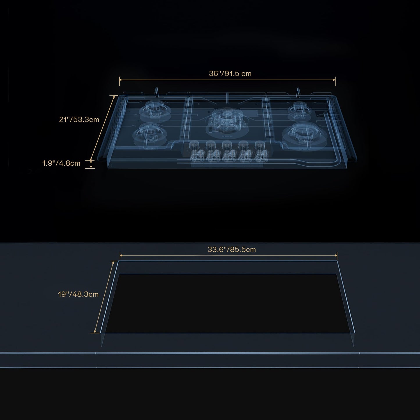 Empava 36" Stainless Steel 5 Italy Sabaf Burners Stove Top Gas Cooktop EMPV-36GC881