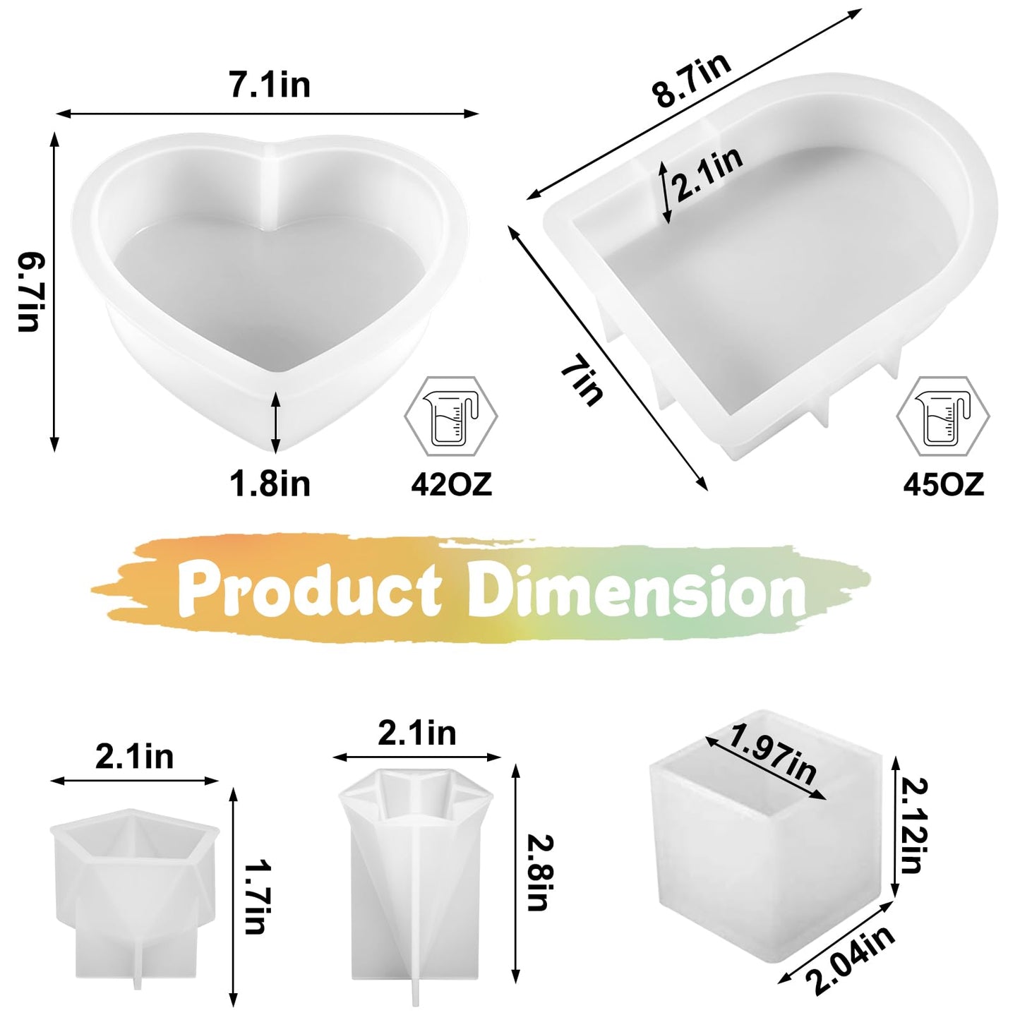 YOILES 2PCS Resin Molds Silicone,Epoxy Resin Casting Craft Mold for Flower Preservation Bookends DIY Art (2)