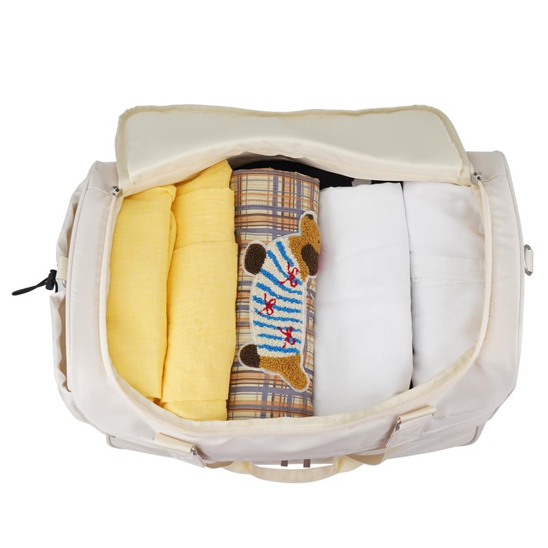 Carry On Travel Duffel Bag for Women & Men,Overnight Weekender Bag with Shoe Compartment,Trolley Sleeve and Adjustable Shoulder Strap,Business & Weekend Travel,Gym,Sports,Yoga & Dance(Ivory)