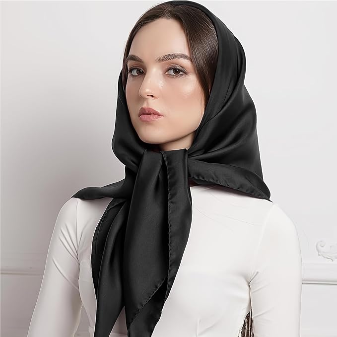 vimate 35" Square Silk Like Head Scarf - Women's Fashion Satin Scarf Bandana for Hair Wrapping at Night.