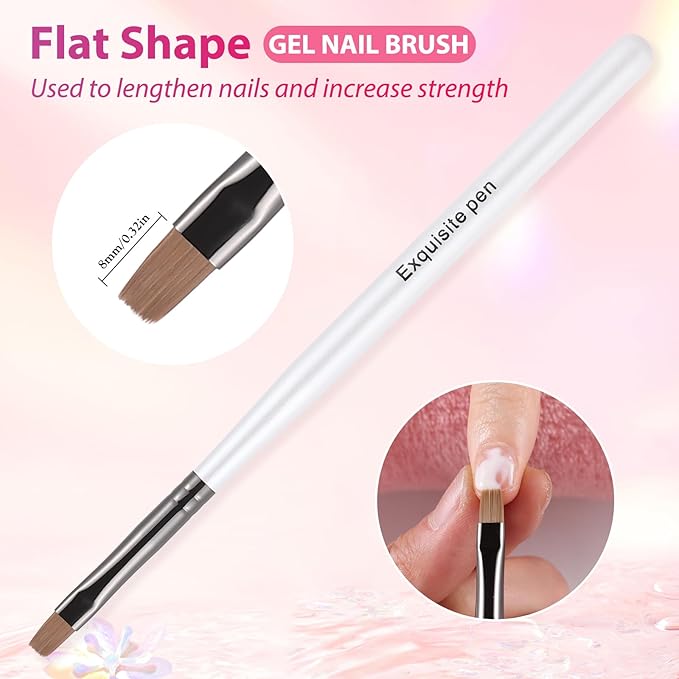 White Nail Art Clean Up Brushes for Cleaning Polish Mistakes on the Cuticles, Acetone Resistant Nail Brush, Fingernail Cleaning Brushes for Nail Art and Designs (Round&flat&Bevel)