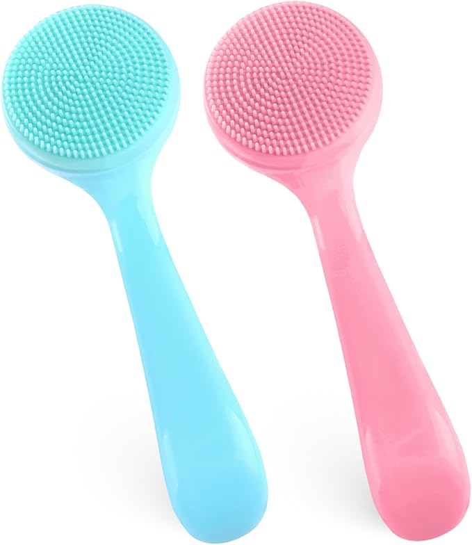 2Pack Silicone Face Brush Manual Face Scrub Brush Soft Facial Brushes Waterproof Exfoliating Face Brush Skin Friendly Face Cleaner Brush for Women and Men Blackheads Makeup Residues Removal