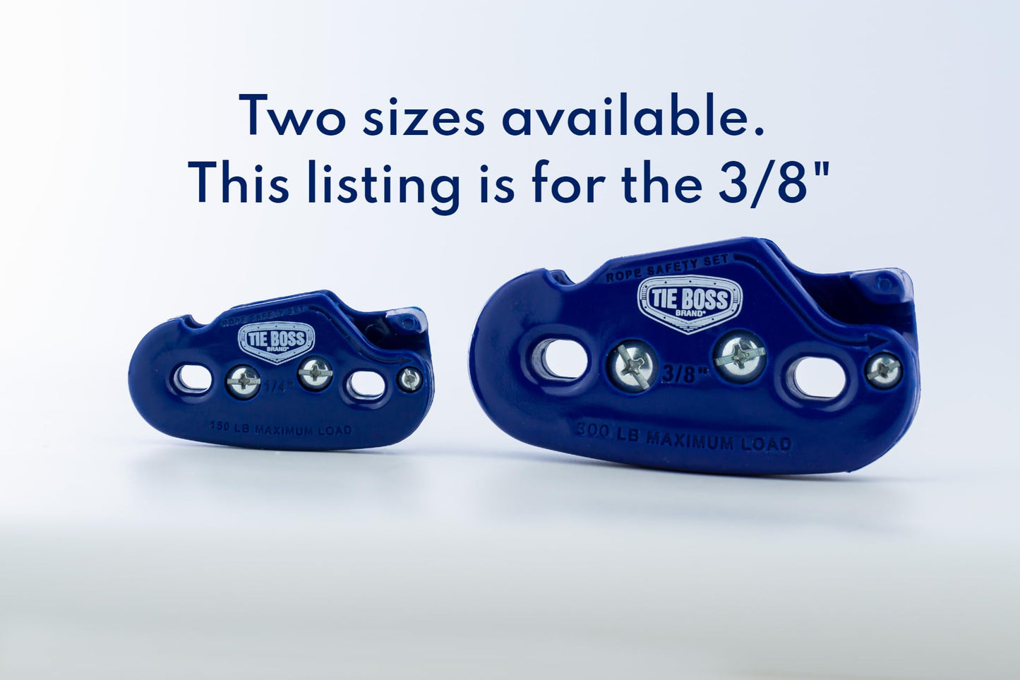 Tie Boss - 3/8 Inch, Heavy Duty, (300 lbs Working Load Limit), Weather Resistant, Tie Down, Rope Tightening System, (w/15 ft Rope) - Blue (Blue)