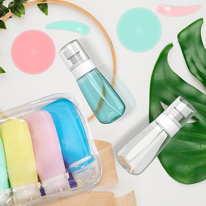 RELANOR Pack of 9 Travel Bottle Set - TSA Approved Leakproof Toiletry Kit - Perfect For Travel, Toners, Skincare, and Cosmetics