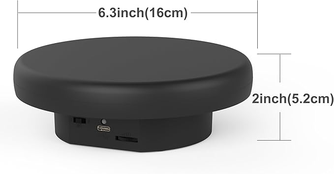 6.3 inch / 4.4LBS Load, 360 Degree Electronic Turntable Display Stand for Photography Products (16CM Black)