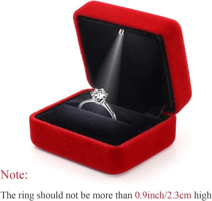 GBYAN Velvet Ring Box with LED Light Jewelry Display Gift Box for Proposal,Engagement, Wedding