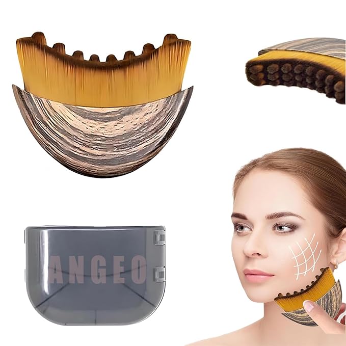 ANGEO Lymphatic Contour Face Brush – Soft Bristle Lymphatic Drainage Massager, Facial Sculpting Tool for Chin & Jawline, Gentle Lymphatic Face Brush for Daily Skincare & Spa Treatments