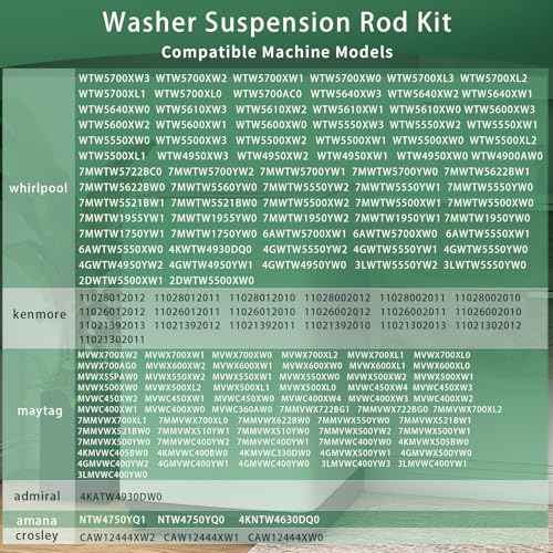 Upgraded MVWC400XW4 WTW5600XW0 MVWX700XW0 MVWC360AW0 Washer Suspension Rods, Fit for Kenmore Whirlpool Maytag Washer MVWX500XW0 MVWX700XL2 3LWTW5550YW2 MVWX700XL1 MVWC400XW0 WTW5550XW0 WTW5500XW3