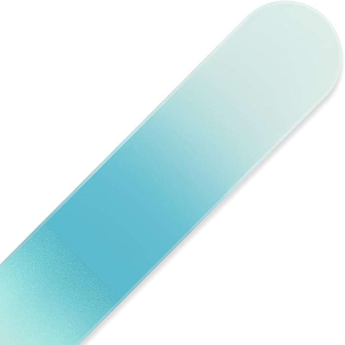 Mont Bleu Rainbow Crystal Nail File in Black Pouch - Large/Professional Size - Czech Tempered Glass - Handmade in Bohemia (Czech Republic)