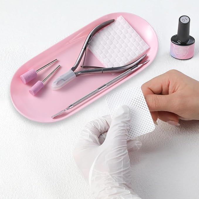 3Pcs Manicure Tools Storage Tray, Oval Plastic Storage Dish Nail Art Accessory Display Trays, Jewelry Rhinestone Organizer Plate, Makeup Cosmetic Nail Decorations Storages PlateÃ¯Â¼ÂPinkÃ¯Â¼Â