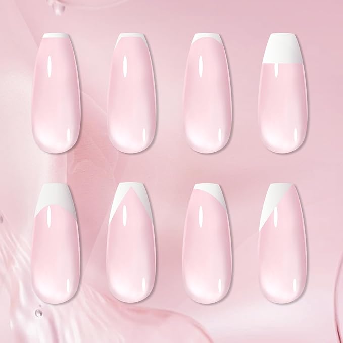 Born Pretty French Manicure Kit, Nail Stamper and 2Pcs Gel Nail Polish, Include Jelly Milky Pink White Colors for French Tip, U V Light Cure
