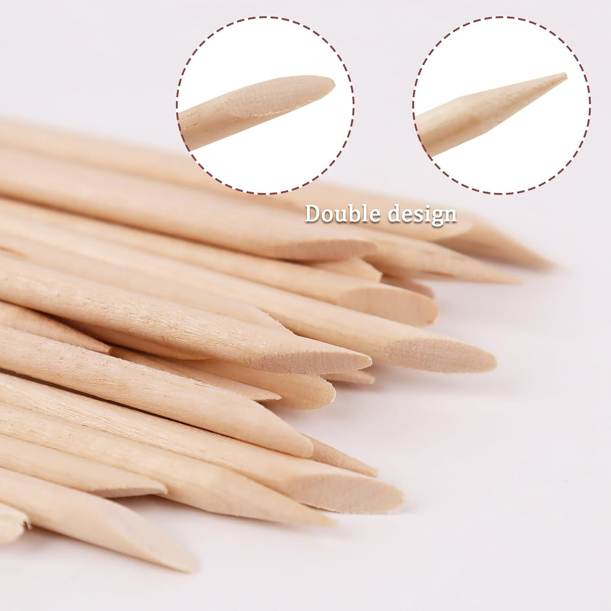 50 Pcs Orange Wood Sticks for Nails, 4.5" Cuticle Sticks, Double Sided Nail Tools for Manicure and Pedicure