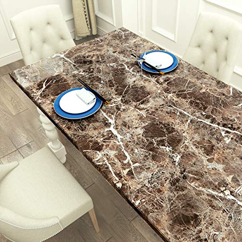 LACHEERY Dark Brown Marble Contact Paper for Cabinets Peel and Stick Wallpaper for Kitchen Countertops Removable Backsplash Self Adhesive Granite Wallpaper Counter Top Covers Old Furniture 15.8"x80"
