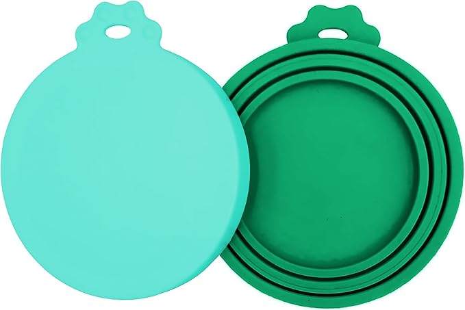 2 Pack Pet Food Can Covers, Silicone Universal Can Lids for Dog & Cat Food, BPA Free, One Fit Most Standard Size Food Cans Teal/Dark Green