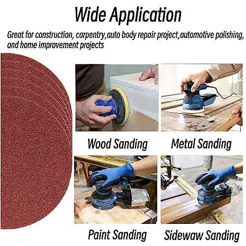 5 inch Sanding Discs Hook and Loop with 90PCS Sandpaper, Soft Foam Buffering Pads, Drill Sanding Attachment, 80/120/180/240/320/400/600/800/1000 Grits Sandpaper for Wood Metal Car Polishing