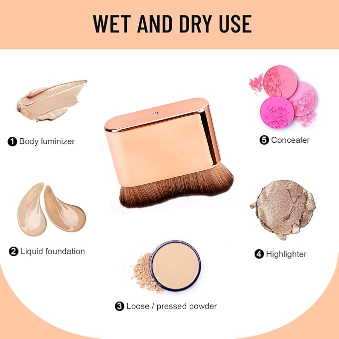 Yoseng Kabuki Self Tanning Brush Applicator - Face & Body Makeup Brush for Fake Tan, Sunscreen and Self Tanner with Protective Case