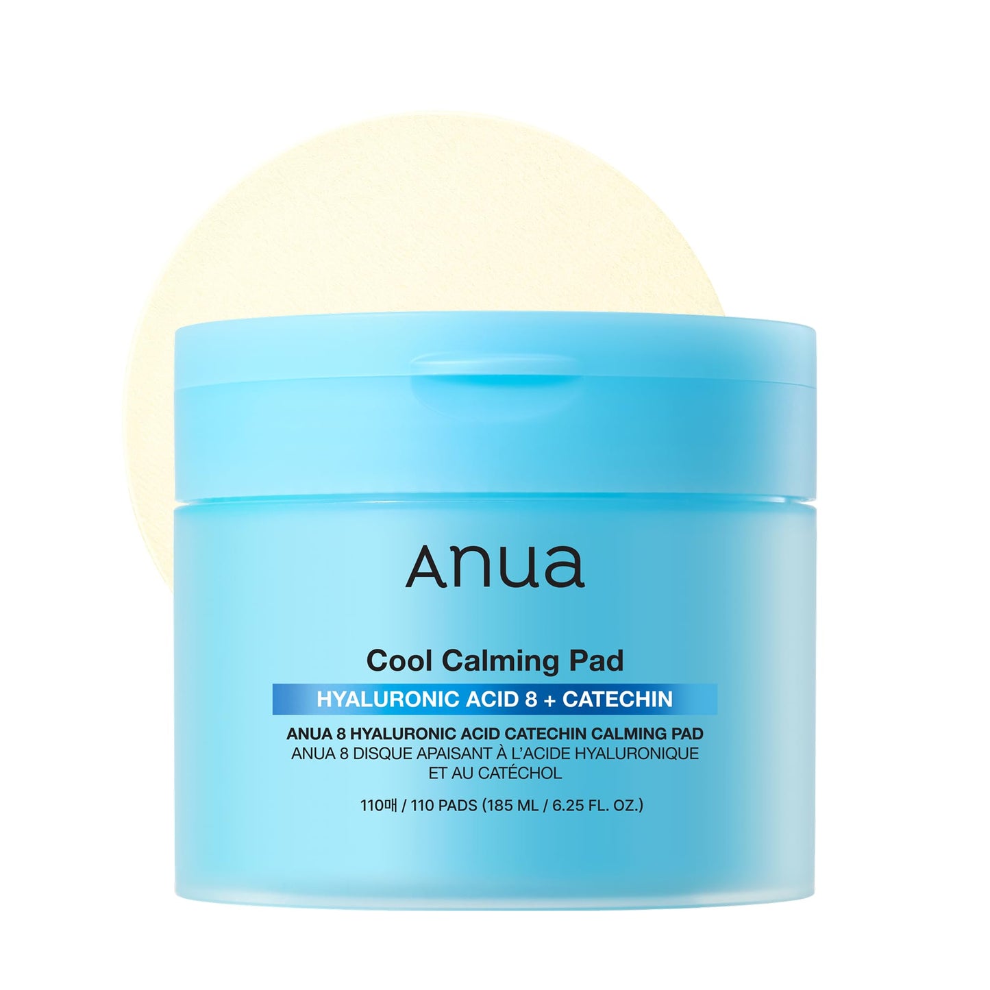 Anua 8 Hyaluronic Acid Catechin Calming Pad, Pore Care & Cooling Effect with Korean Toner pad, Quick & Easy Hydrating Daily Face Mask, Makeup Prep Routine, Korean Skin Care (110 Pads)