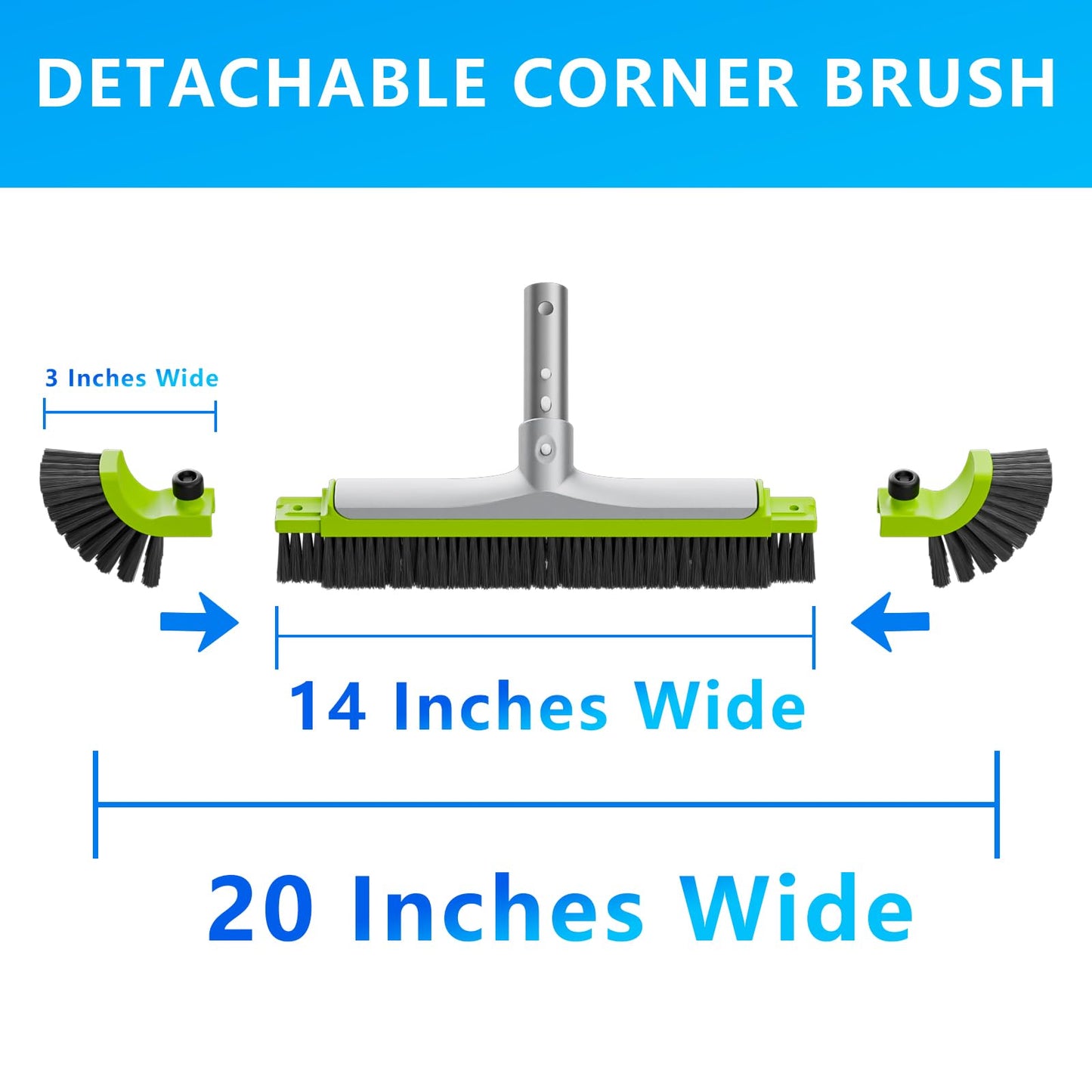 Sepetrel 20” Pool Brush Head for Cleaning Walls,Heavy Duty Inground/Above Ground Swimming Pool Scrub Brushes with Premium Strong Bristle & Reinforced Aluminium Back