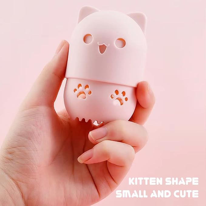 MR LION Makeup Sponge Holder + Makeup Blender Travel Case Beauty Sponge Blender Drying Stand & Storage Containers (Pink&Purple)