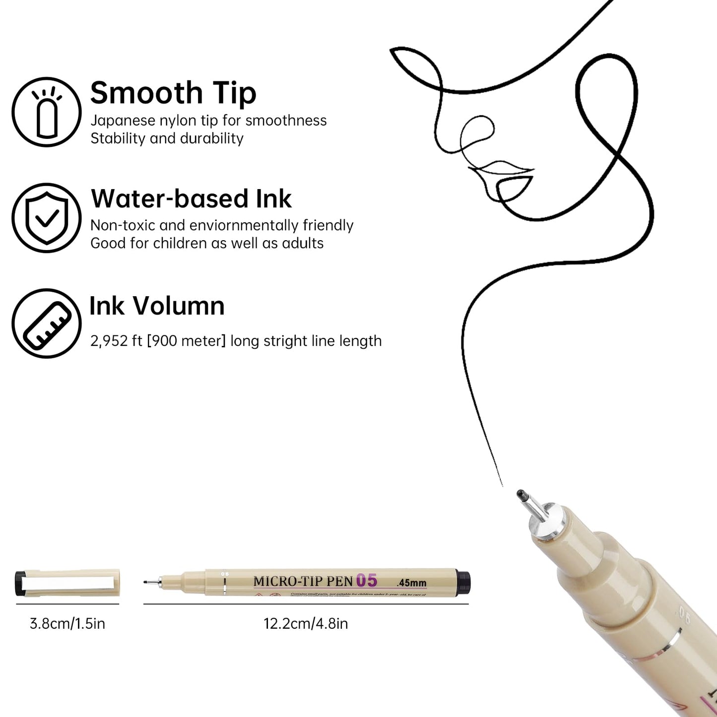 Attom Tech Art [12 Colors] 05 Micro, Fineliner Pen Set Ink, Fine Point Pen,Multi-liner, Sketching, Anime,Artist Illustrating/Technical Drawing,Office Documents
