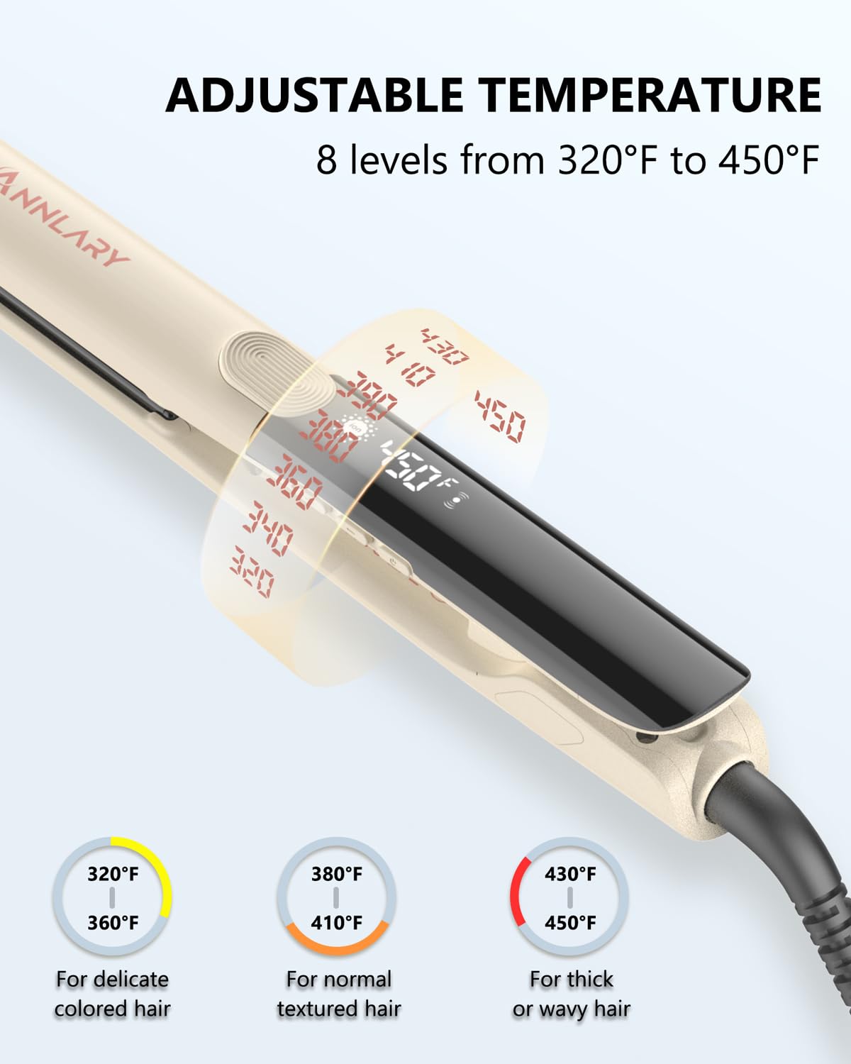 Annlary Hair Straightener 1 Inch Flat Iron and Curler 2 in 1 Titanium Ceramic Ionic Dual Voltage Straightener with Heat-Resistant Silicone, for Less Frizz, Shinier & Smoother