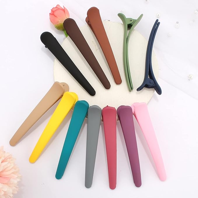 YISSION 12 PCS Hair Clips for Styling Sectioning, 3.1 Inch Matte Alligator No-Crease Duck Billed Hair Barrettes, Hair Styling Accessories for Women Girls