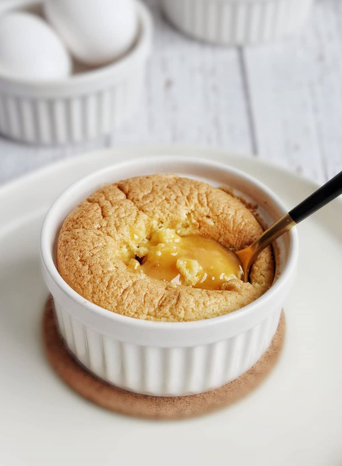LE TAUCI Ramekins 8 OZ Oven Safe, Creme Brulee Ramekins, Pudding Custard Cups Souffle Ramiken, Dipping Sauce Dishes, Ceramic Ramekin Bowls Set of 6, White