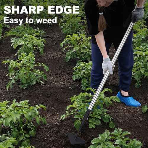 Triangle Garden Hoe, Carbon Steel Push-Pull Weeding Tool, Equipped with 57.5" Stainless Steel Long Handle ? A Long-Handle Weeder for Digging, Weeding, Hoeing and Loosening Soil