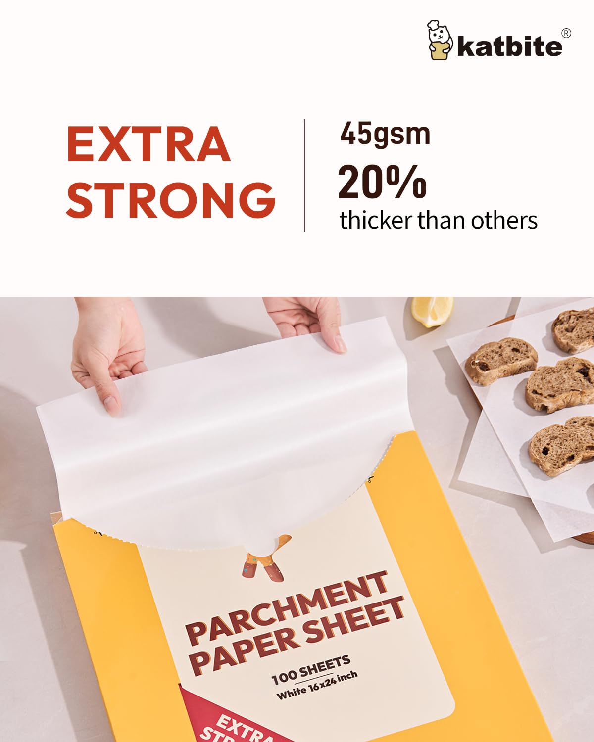 Katbite 16x24 inch Heavy Duty Parchment Paper Sheets, 100Pcs Precut Non-Stick Full Parchment Sheets for Baking, Cooking, Grilling, Frying and Steaming, Full Sheet Baking Pan Liners [Advanced Series]