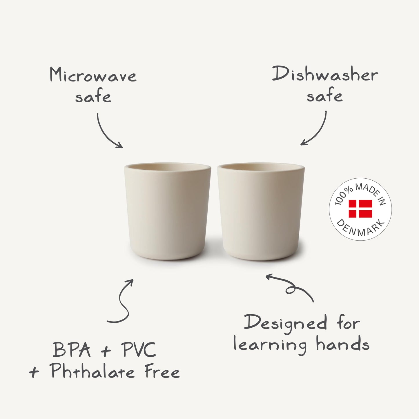 mushie Dinnerware Cups For Kids | Made in Denmark, Set of 2 (Smoke)