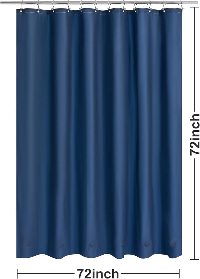 Barossa Design Navy Shower Curtain Liner with 6 Magnets - Waterproof PEVA Shower Liner for Bathroom, 72" x 72" Standard Size, PVC Free, Metal Grommets - Navy Blue, 72x72