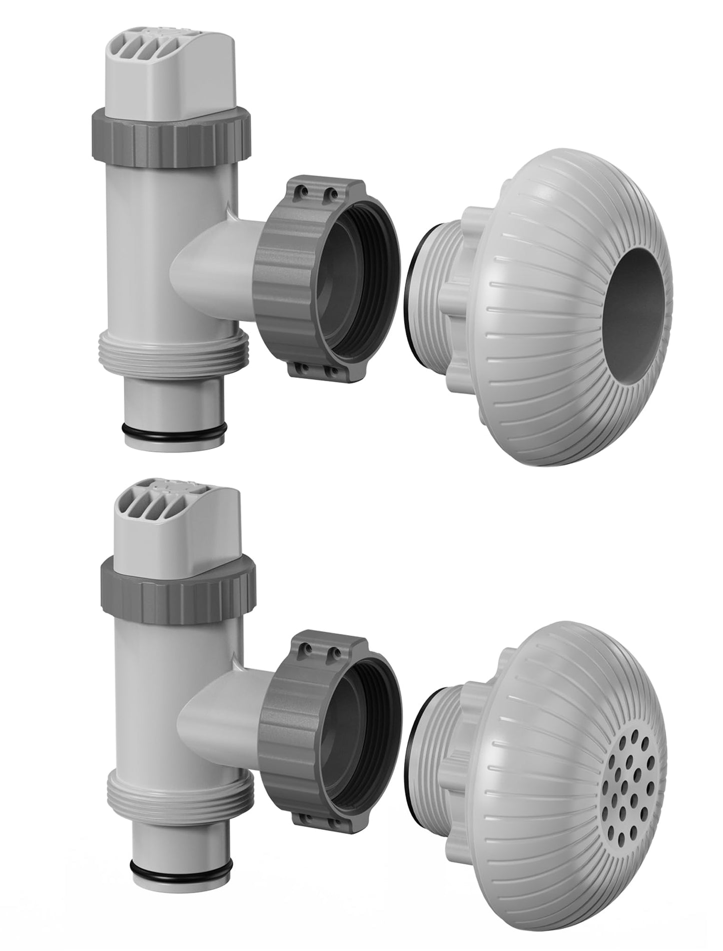 POOLHOUR Above Ground Pool Inlet & Return Replacement Kit with Plunger Valve, 1.5" Outlet Strainer Connector & Jet Nozzle & Strainer Grid, Compatible with I*tex/Col*m*n Pool Parts & Sand Pumps
