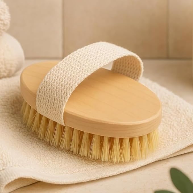 Dry Body Brush – Eco-Friendly Natural Bristles for Gentle Exfoliation, Skin Renewal, Improved Circulation & Lymphatic Support – Perfect Detox & Spa Self-Care Accessory