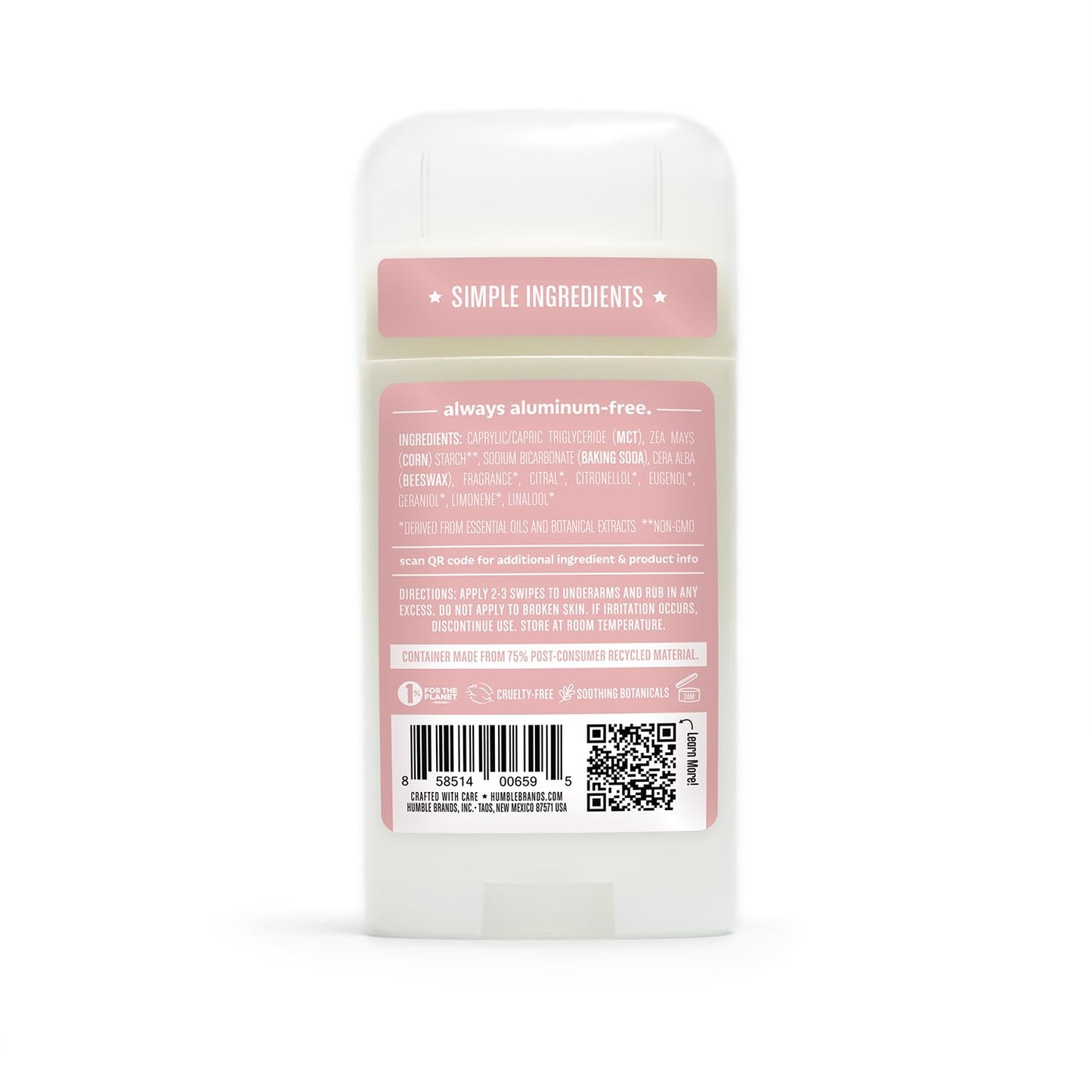 Humble Aluminum-Free Deodorant for Women & Men, Spring Awakening - Clean & Fresh Natural Deodorant Stick with Essential Oils for Long-Lasting Odor Control - 3 Pack