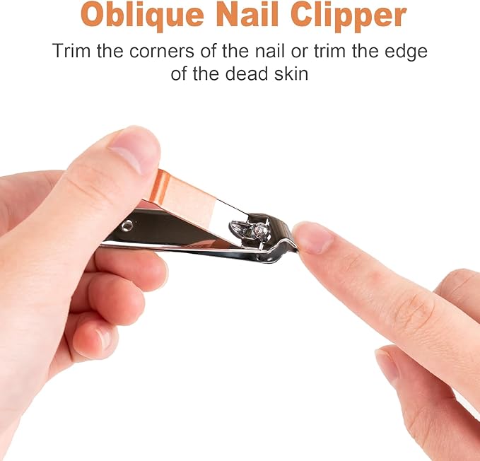 DUCOO Nail Clipper Set, 4 PCS Ultra Sharp Nail Clippers for Men, Women, Adults Toenail Fingernail Clippers, Stainless Steel Nail Cutter & File, Rose Gold