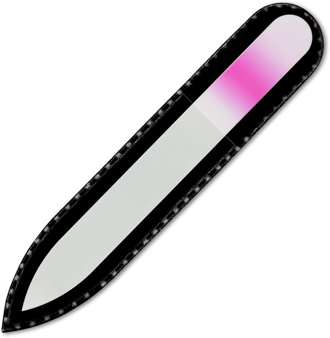 Mont Bleu Rainbow Crystal Nail File in Black Pouch - Small/Purse Size - Czech Tempered Glass - Handmade in Bohemia (Czech Republic)