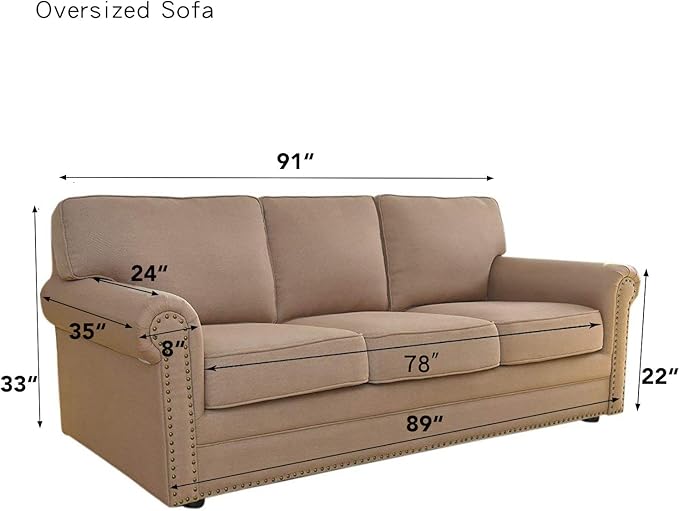 Easy-Going Stretch Oversized Sofa Slipcover 1-Piece Sofa Cover Furniture Protector Couch Soft with Elastic Bottom for Kids, Polyester Spandex Jacquard Fabric Small Checks Chocolate