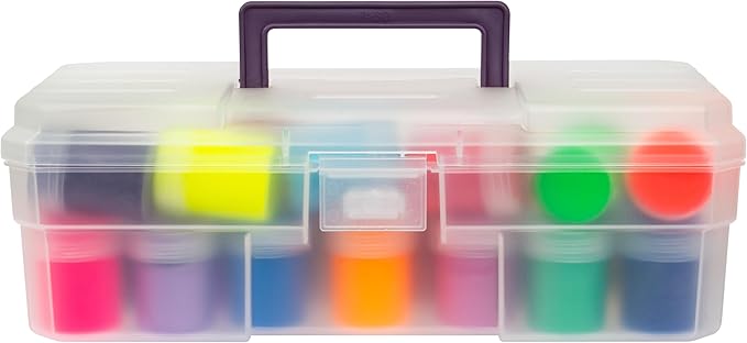 Akro-Mils 12-Inch ProBox Plastic Art Supply, Hobby or Craft Storage Toolbox, Model 09912CLPUR, (12" x 5-1/2" x 4"), Clear (Pack of 6)