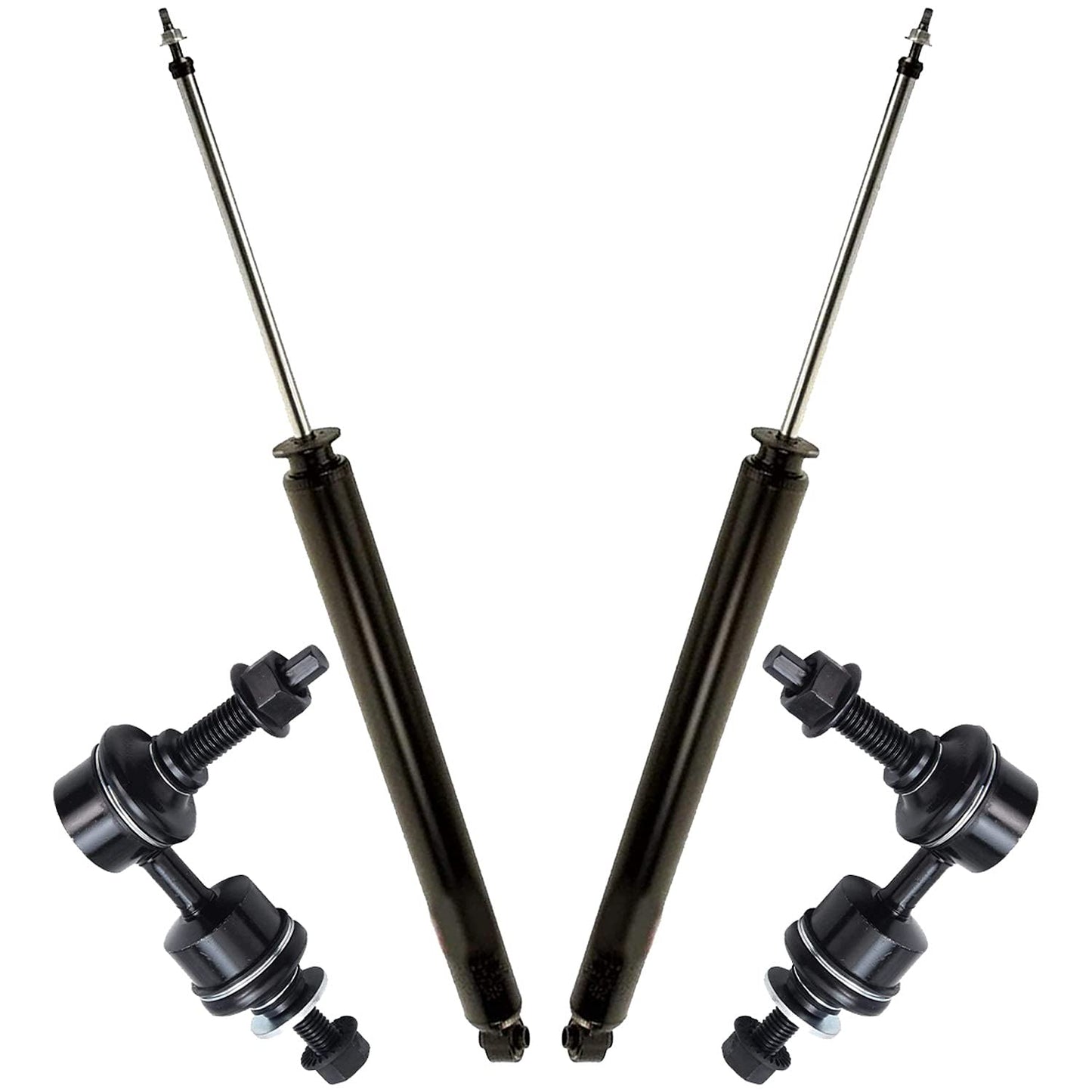 Detroit Axle - Rear 4pc Shock Absorbers Sway Bars for 2012-2018 Ford Focus, 2 Shock Absorbers 2 Stabilizer Sway Bar End Links 2013 2014 2015 2016 2017 Replacement