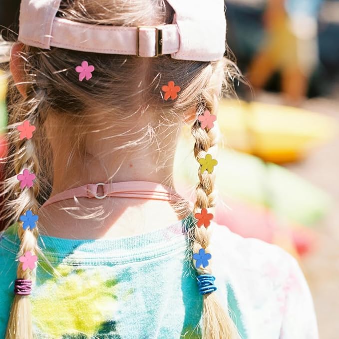 Mini Flower Hair Clip Flower Clips,Colorful Mini Hair Claw,for Women, Girls,Baby, Toddler Bangs Strong Grip Small Tiny Rainbow Hair Clips (100, Matte Colors)
