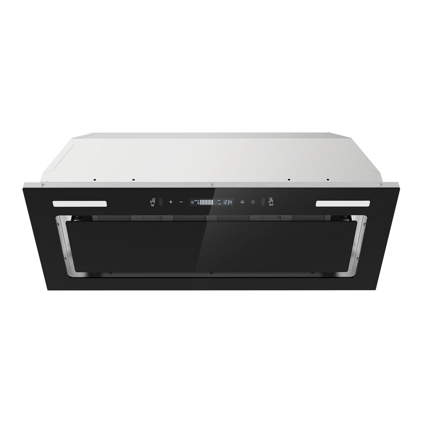 JOEAONZ Range Hood Insert 30 Inch 800 CFM, Built-in Vent Hood Black Glass Gesture & Touch Control Kitchen Exhaust Fan, Mesh Filters Recirculating Stove Hood Dual LED Lights Ducted/Ductless Convertible