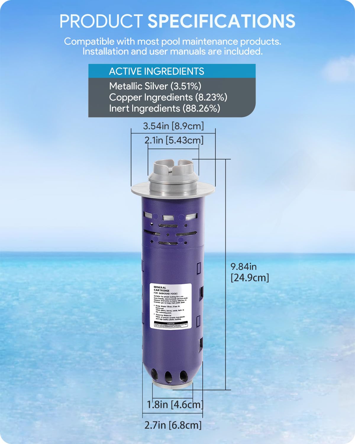 Replacement for Nature2 Duoclear 45 Mineral Cartridge W28002 for All DuoClear Fusion Soft Vision Pro Above Ground Inground System Pool System, Compatible with up to 45000 gallons Pool, W26002