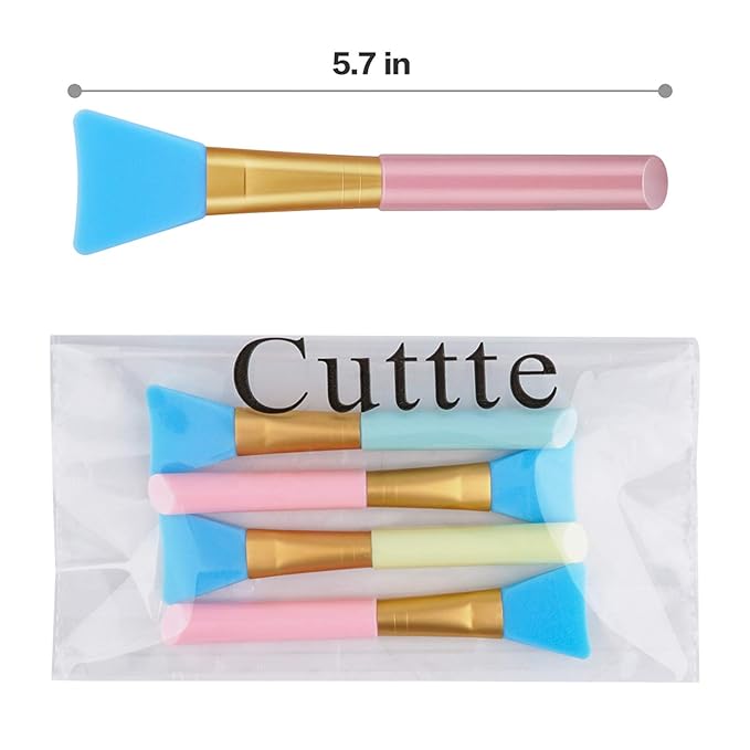 Cuttte 4pcs Silicone Face Mask Applicators, Flexible Facial Mud Masks Applicator, Hairless Moisturizers Tools, Soft Facial Brushes for Mud, Clay, Charcoal