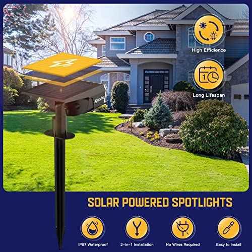 Kyosho Solar Spot Lights Outdoor, IP67 Waterproof Solar Lights for Yard, Garden and Walkways, 38 LEDs RGBW Multicolor Spotlight, 6 Pack